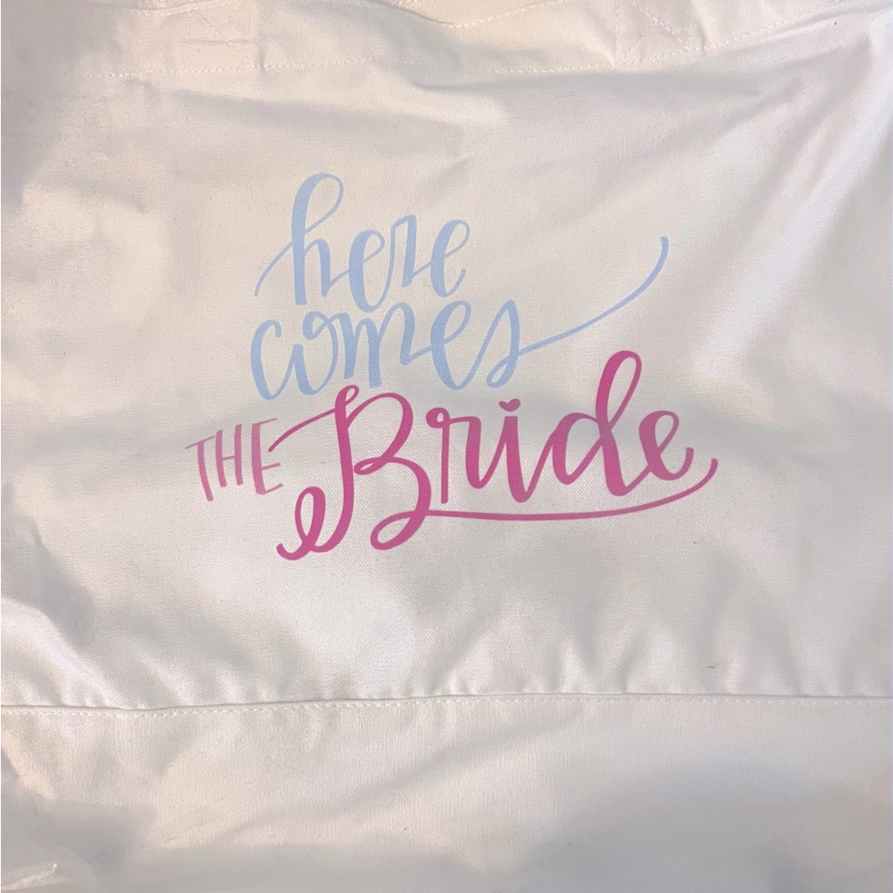 Large White Here Comes the Bride Tote